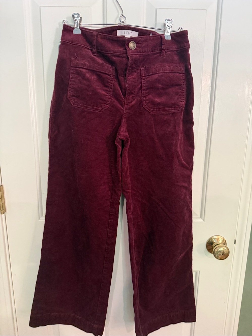 LOFT Wide-Leg Corduroy Jeans in Burgundy